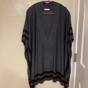 Hinge Oversized Cotton Blend V-neck striped Vest Academia Preppy S